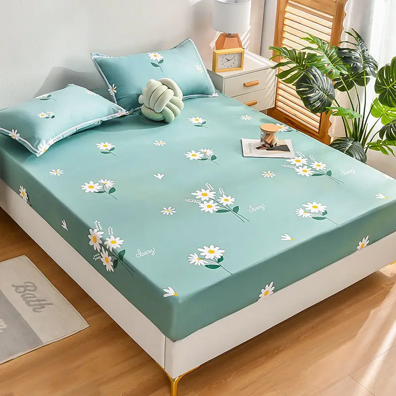 WASART Geometric printed elastic fitted sheet mattress protector cover couple 2 people luxury double bed sheet king size 90/180