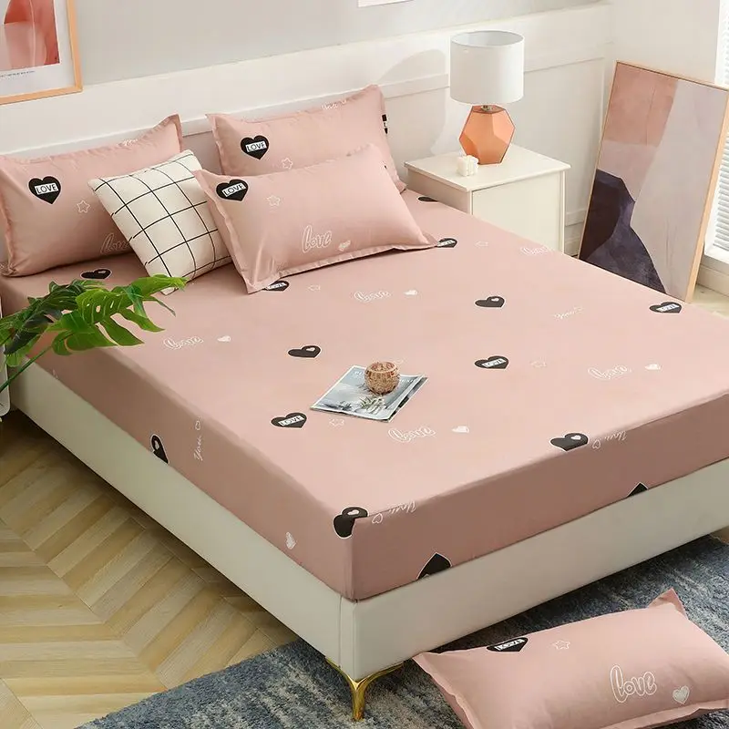 WASART Geometric printed elastic fitted sheet mattress protector cover couple 2 people luxury double bed sheet king size 90/180