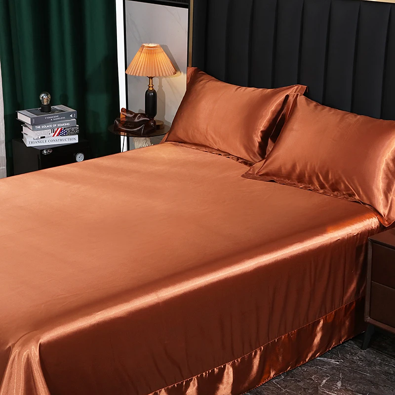 Luxury Bedding with Fitted Sheet Flat Sheet Pillowcase Mulberry Silk Bed Sheets Set Queen King Size Deep Pocket Flat Bedsheets