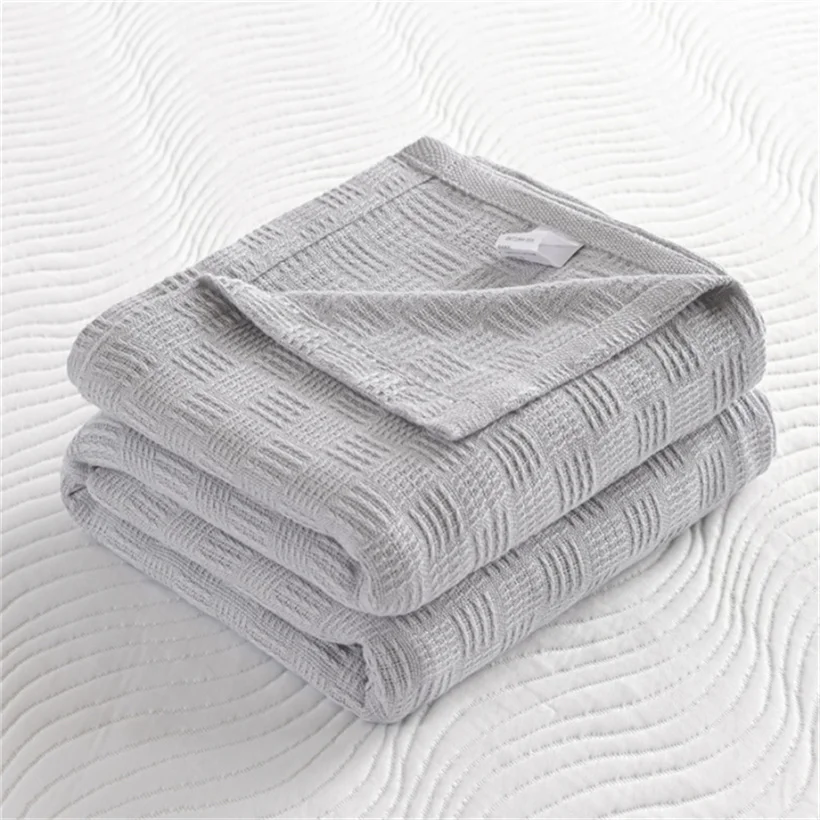 Soft Cozy 100% Cotton Throw Blanket Wide 100cm/150cm/180cm/200cm Plain Knitted Sofa Bed Cover Bedspreads Home Decor Thin Blanket