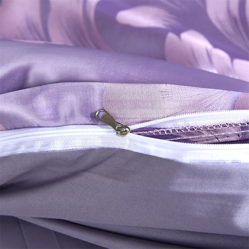 WASART Summer Satin Rayon Jacquard Duvet Cover Set 4pc Elegant Floral Luxury Bedding for Couple King Size 220x240 Cooling Fabric