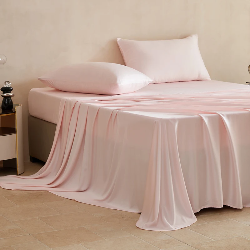 100% Mulberry Silk Bed Sheets Set Luxury Smooth Ultra Soft Bedding Sets with Fitted Sheet Flat Sheet Pillowcase for All Season